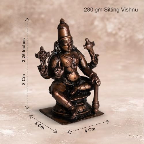 Sitting Vishnu Idol 280gm, Pure Copper