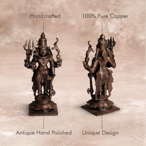 Standing Shiva Idol in Pure Copper, 375gm