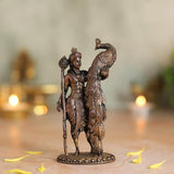 Lord Kartikeya Idol with Peacock | Antique Brass Finish