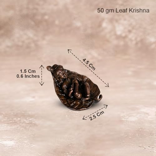 Leaf Krishna Idol 50gm, Pure Copper