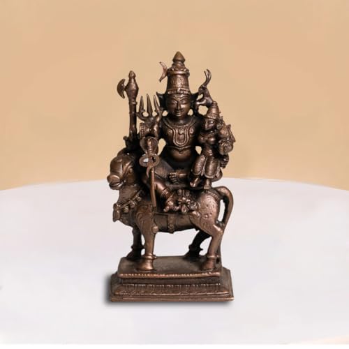 Shiva Parvati on Nandi Idol in Pure Copper, 460gm
