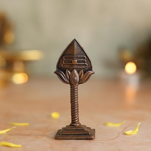 Lord Murugan Vel Idol | Antique Brass Finish Sacred Spear Murti on Stand