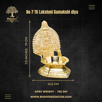 Gaja Lakshmi Kamakshi Brass Diya for Pooja | 7.5 Inch, 750g