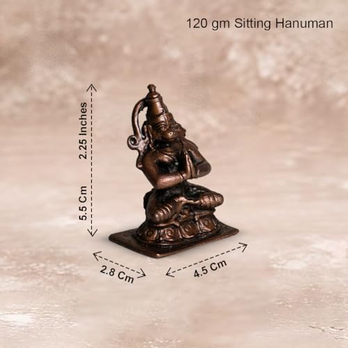 Sitting Hanuman Idol 120gm, Pure Copper