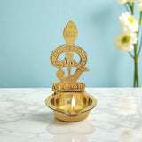 Brass Murugan Vel Pooja Diya | Handcrafted Golden Finish
