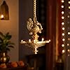 Brass Peacock Hanging Diya | 5-Wick | Antique Finish | Pack of 1