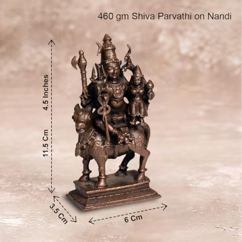 Shiva Parvati on Nandi Idol in Pure Copper, 460gm