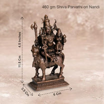 Shiva Parvati on Nandi Idol in Pure Copper, 460gm