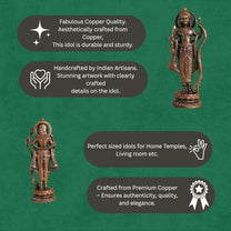 Copper Idol Lord Rama Idol with Bow & Arrow | Antique Brass Finish
