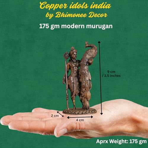 Lord Kartikeya Idol with Peacock | Antique Brass Finish