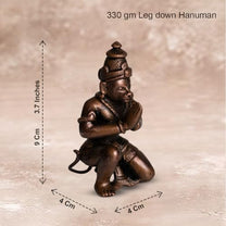 Leg Down Hanuman Idol in Pure Copper, 330gm