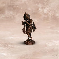 Round Base Krishna Idol 50gm, Pure Copper