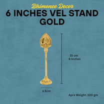 Brass Murugan Vel Stand | Traditional Kartikeya Spear Idol