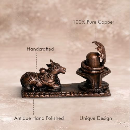 Nandhi Shivalinga Idol 200gm, Pure Copper