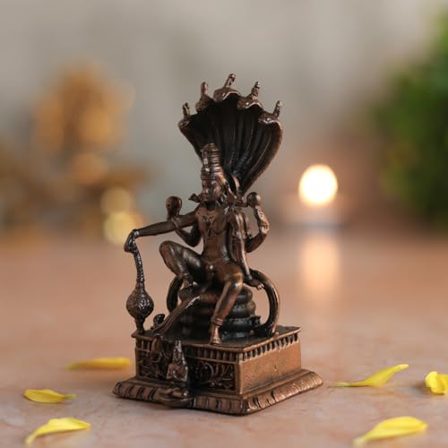 Nataraja Shiva Statue | Brass Finish Mahadev Idol Sitting on Snake with Sheshnaag