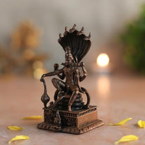 Nataraja Shiva Statue | Brass Finish Mahadev Idol Sitting on Snake with Sheshnaag