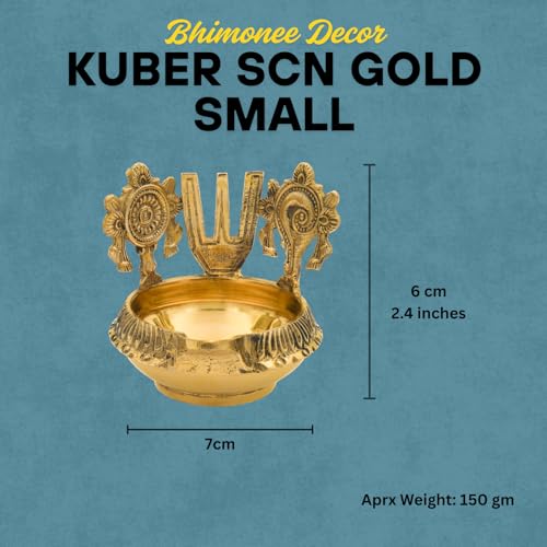 Brass Pooja Diya with Shankh Chakra & Namam | Handcrafted Golden Finish