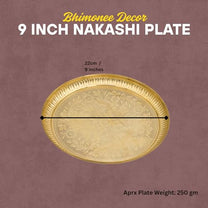 Designer Brass Puja Thali | Premium Gold Polish Pooja Thali with Floral Engraving