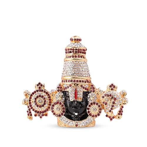 Gold-Plated Tirupati Balaji Stone Idol | 7.8 CM