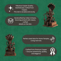 Copper Idol Nataraja Shiva Statue Sitting on Snake with Sheshnaag |