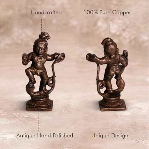 Kalinga Mardana Krishna Idol 40gm, Pure Copper