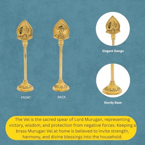 Brass Murugan Vel Stand | Traditional Kartikeya Spear Idol