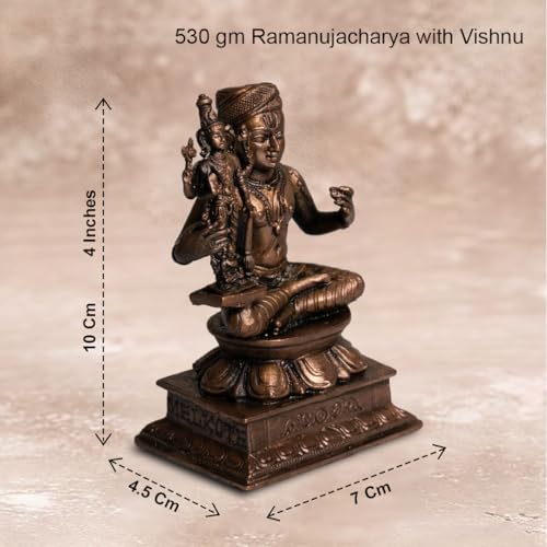 Ramanujacharya with Vishnu Idol in Pure Copper, 530gm