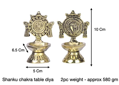 Pure Brass shanku Chakra Table Diya