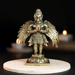 Standing Garuda Panchloha Idol | Size 8 × 3.5 × 3 cm | Approx 170 gm | Handcrafted Traditional Hindu Religious Statue