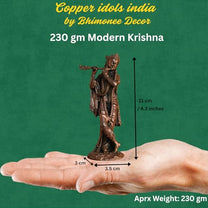 Lord Krishna Statue | Brass Finish Murti of Krishna Playing Flute