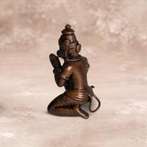Leg Down Hanuman Idol in Pure Copper, 330gm