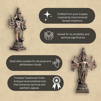 Standing Panchmukhi Hanuman 270gm | 5-Inch Handmade Copper Idol | Patina Antique Finish | Hanuman Murti for Pooja Ghar |