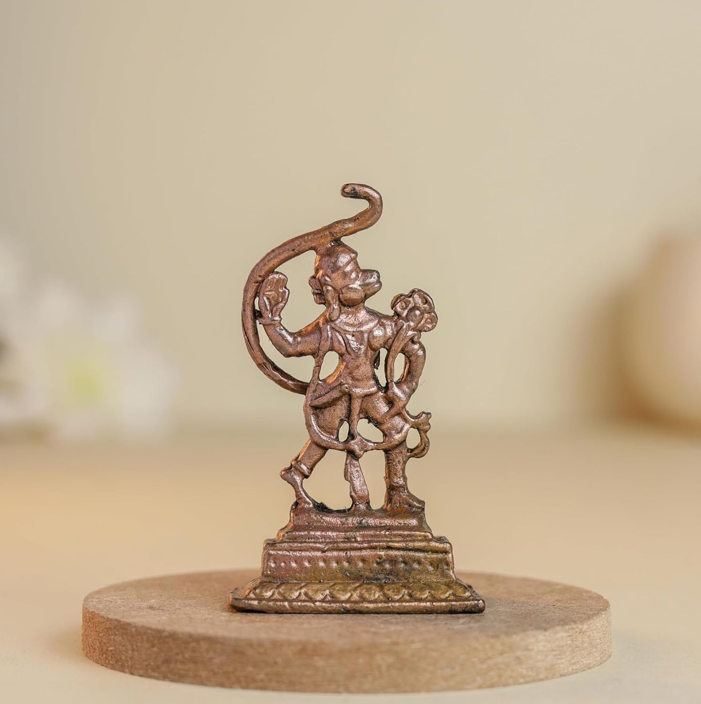 Side Hanuman | 2-Inch 30gm Handmade Copper Idol | Mini Hanuman Murti for Pooja | Home Temple & Car Dashboard Decor