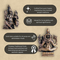 Antique Lakshmi Narashima 250gm | 2.7-Inch Handmade Copper Idol | Patina Antique Finish | Lakshmi Narasimha Murti for Pooja Ghar