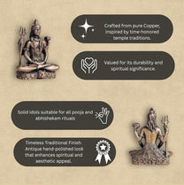 Meditating Shiva | 8 cm | 300gm Handmade Copper Idol | Antique Patina Finish | Lord Shiva Murti Statue