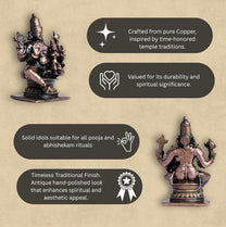 NM Lakshmi Narayana | 8 cm | 320gm Handmade Copper Idol | Antique Patina Finish | Lakshmi Vishnu Murti Statue | Pooja Mandir Home Decor