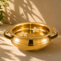 Pure Brass Urli Bowl | Solid Plain Design | 6.25" Decorative Urli (500 ML) for Home & Pooja Décor | Traditional Uruli for Floral & Festive Decoration
