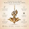 Brass Peacock Hanging Diya | 5-Wick | Antique Finish | Pack of 1