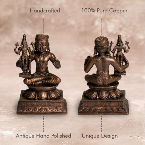 Ramanujacharya with Vishnu Idol in Pure Copper, 530gm