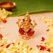 Gold-Plated Ganpati Idol | 6.5 CM Sitting Lord Ganesha Statue