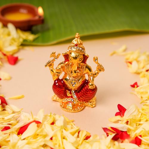 Gold-Plated Ganpati Idol | 6.5 CM Sitting Lord Ganesha Statue