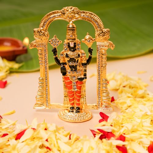 Tirupati Balaji Stone Idol | 4 Inches, Gold