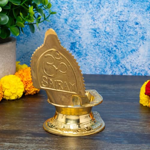 Sai Baba Kamakshi Brass Diya for Pooja | 5.5 Inch, 330g