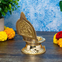 Rajarajeshwari Kamakshi Brass Diya for Pooja | 5.5 Inch, 370g
