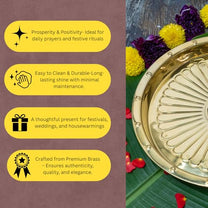 Brass Puja Thali | Traditional Gold Polish Thali for Aarti, Mandir, and Rituals