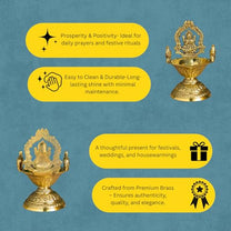 Brass Lakshmi Deepam | Gold Polish Oil Lamp with Goddess Lakshmi Design
