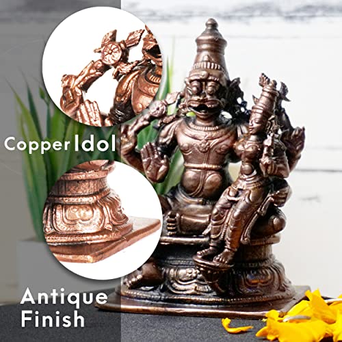 Copper Lakshmi Narasimha Idol | 4-Inch | Patina Antique Finish | 600 gm | 1 Pc