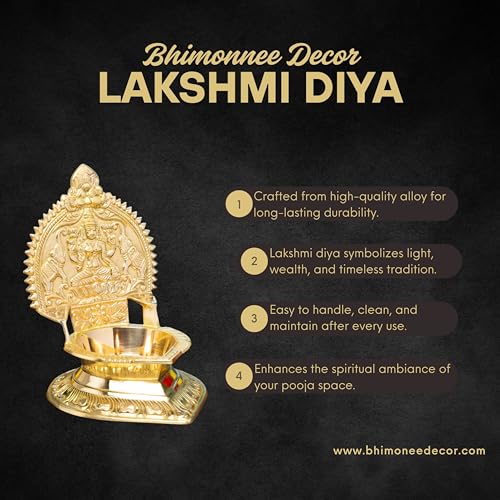 Gaja Lakshmi Kamakshi Brass Diya for Pooja | 8 Inch, 1100g