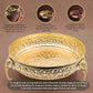Carved Elephant Thali 10 Inch 830g - Handcrafted Brass Decorative Bowl