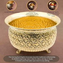 Carving Bowl 8"inch | 700 gm Decorative Brass Bowl with Stand